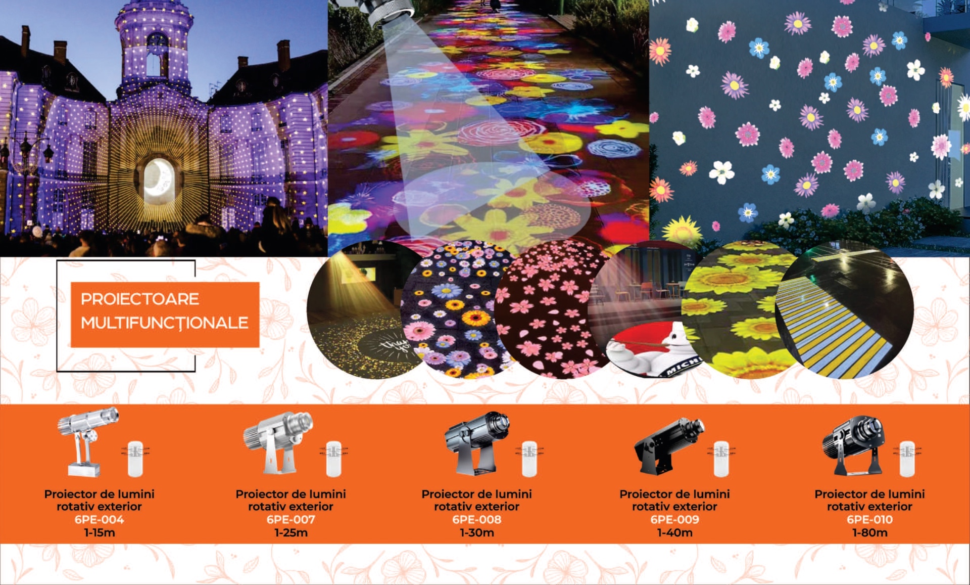 Proiectoare multifuncționale pentru fațade, treceri de pietoni și artă urbană