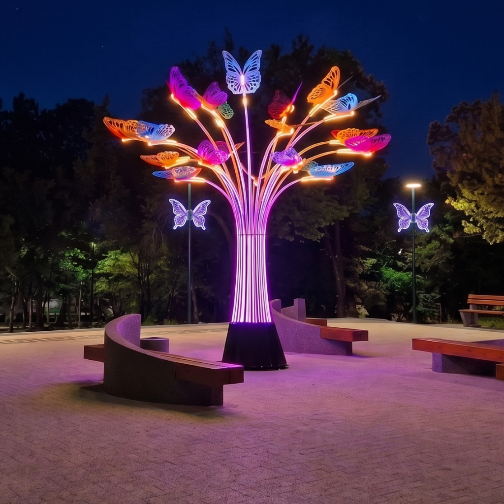 Copacul Fluturilor — instalație luminoasă